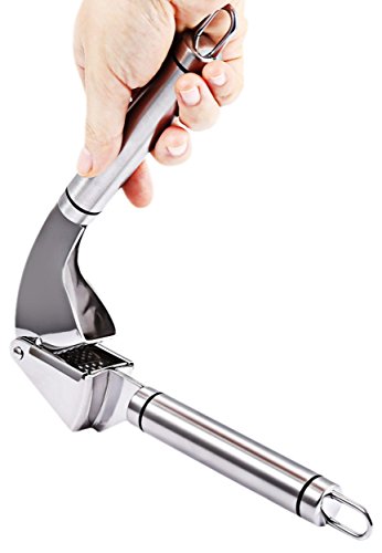 [Knoblauchpresse] Garlic Press Hochwertige Knoblauchpresse aus Edelstahl nicht rostende – spülmaschinengeeignete Knoblauch Crusher mit ergonomischem Griff- Edelstahl Knoblauchpresse mit Silikon Knoblauchschäler - 9