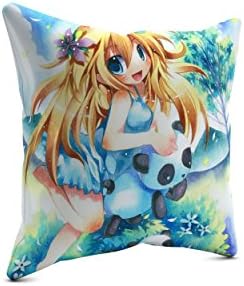 Panda Girl - Cute Watercolour Anime Art - 40x40cm - Premium Cushion with Filling