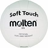 Suave cuero sintético MOLTEN VP4 - Balón de Voleibol para Interior (Cuero, Entrenamiento), Color Blanco, Talla 4