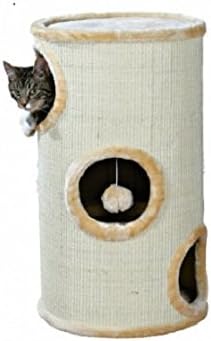 3 Storey Beige Cat Tower - with Sisal Scratching Surface and Plush Cover (70cm)
