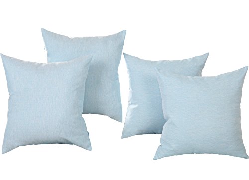Deconovo 4er Pack Leinen kissenhülle Kissenbezüge Sofakissenbezug 40×40 cm Himmelblau - 9