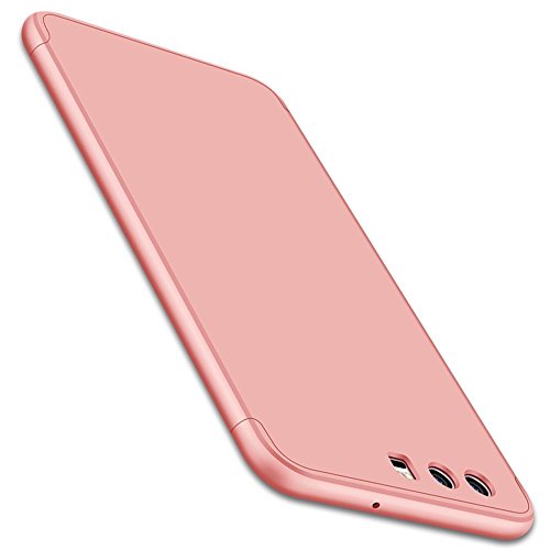 Qissy Carcasa Huawei P10  3 in1 Todo Incluido Anti-Scratch Anti-Huella Dactilar a Prueba de Choque 360 PC Protective Case Cover Skin para Huawei P10 P10 Plus  Huawei P10  Rosa or 