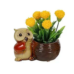 Aapno Rajasthan Tayhaa Design Ceramic Pot (Standard Size, Brown)