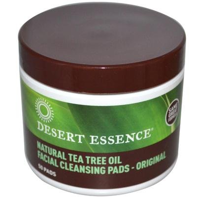 Pack of 3 x Desert Essence Natural Tea Tree Oil Facial Cleansing Pads - Original - 50 Pads
