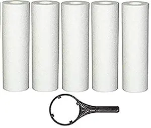 Sediment Cartridge/Filter/candle, Set of 5 Pieces (Spanner Included) PP Spun Filter Sediment Cartridge Compatible with All Type of Ro. UV. UF Water Purifier Systems