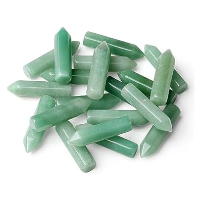 Xiannvxi 20 Pcs Green Aventurine Crystal Wands Crystal Points Stones Natural Bulk Crystals Gemstones Hexagonal Pointed Reiki Energy Crystal Tower For Meditation Balancing Therapy