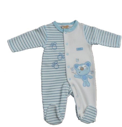 Baby Boy Velour Sleepsuit 0-3Mths