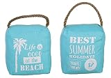 Bada Bing 2er Set Kissen Beach Summer mit Kordel türkis blau weiß - 4
