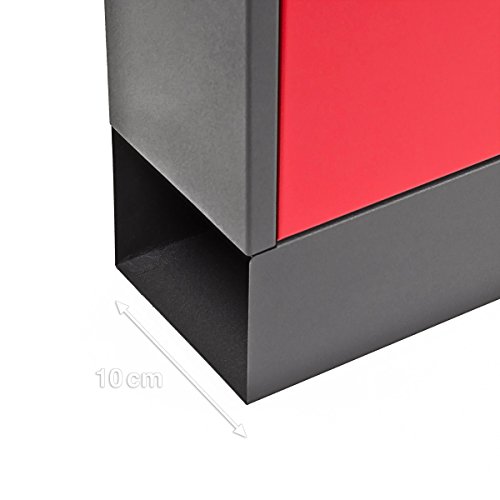 Design Briefkasten Metall 36x30cm Schwarz-Rot - 4