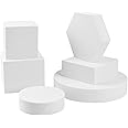 Goshoot Photography Props Cube Foam Geometry Product Photography Posing Props Solid Blocks Geometric Shapes for Jewelry Cosmetics Shooting Accessories Modeling Decoration - 6 Pcs White