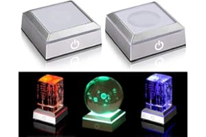 SYWAN 2 Pack 6 Colors LED Light Base Show Stand Display Plate with Sensitive Touch Switch for 3D Laser Crystal Glass Art