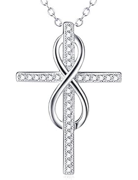 Unendliche Liebe auf Kreuz 925Sterlingsilber Halskette Anhänger, 45,7cm Kette.