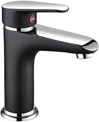 SSQCXO All Bronze Paint Black And White Bathroom Washbasin Faucet Contains Explosion Proof Metal Braided Tubes , Black