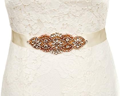 Rose Gold Wedding Dress Belt Sash Bride to Be Bridesmaid Bridal Accessories Crystal Pearl Sparkly Daisy
