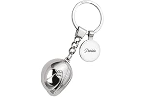 Amikado - Porte-clés casque de moto personnalisé - Médaille gravée - Petit cadeau - Accessoire moto (Chromé) - Personnalisé avec prénom