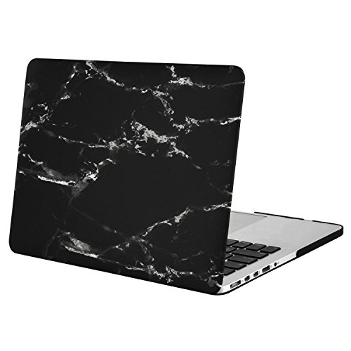 MOSISO Ultra Slim Plastik Hartschale Schutzhülle Hülle Snap Case für Macbook Pro 13 Zoll mit Retina Display NO CD-ROM Drive (A1502 / A1425), Schwarz Marmor