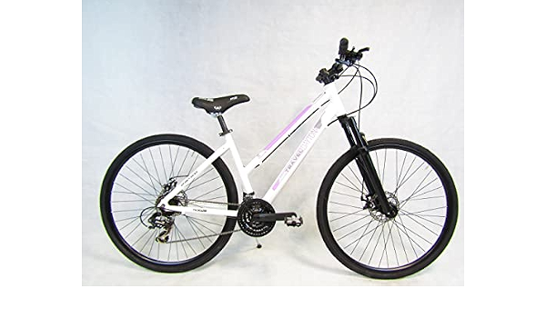 Daytona bici ibrida bicicletta da donna trekking 28 freni a disco forcella  ammortizzata bianca : Sport e tempo libero