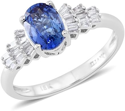 18K W Gold AAA Ceylon Blue Sapphire, Diamond Ring 1.000 Ct.
