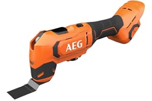 AEG - Outil Multifonction Multitool - Sans Fil - Découpe de Matière, Ponçage, Polissage, Sciage, Fraisage, Décapage, Raclage - 6 Vitesses - Poignée Softgrip - Batterie Pro18V - BMT18-0
