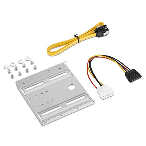 adaptare 46814 Einbau-Kit 6,35 cm (2,5 Zoll) Laufwerk in 8,9 cm (3,5 Zoll) Schacht mit 50 cm SATA Daten-/Strom-Kabel silber