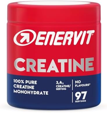 Enervit, Creatina Monoidrato Pura, Senza Aromi, Per Migliorare le Performance muscolare, 3,4g di Creatina per Porzione, Da Assumere nel Corso della Giornata, Vegan, Barattolo da 330g