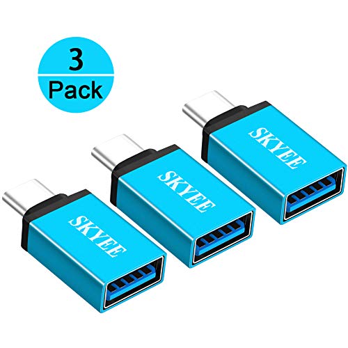 Skyee Adattatore USB C a USB 3.0 (3 Pezzi) OTG Type C per MacBook PRO 2018 2017 2016, Google Chromebook Pixel, Huawei Matebook, Samsung Galaxy S9 S8 S8+ e Altri - Blu