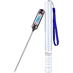 TOPELEK Thermomètres Cuisine, Thermometre Cuisson, Thérmo-Sonde de Cuisson, 5 Secondes pour Afficher les Chiffres,Écran LCD, avec Bouton ° C /° F Grill, Barbecue, BBQ, Steak, Bonbons, Lait, Eau Bain
