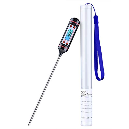 TOPELEK Thermomètres Cuisine, Thermometre Cuisson, Thérmo-Sonde de Cuisson, 5 Secondes pour Afficher les Chiffres,Écran LCD, avec Bouton ° C /° F Grill, Barbecue, BBQ, Steak, Bonbons, Lait, Eau Bain