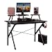 Produktbild DlandHome Spieltisch Computertisch, 120 * 60 cm Spieltisch/Workstation mit Display-Ständer und Lautsprecher-Ständer und Kopfhörer-Halter, Schwarz