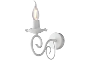 BE LIGHT Applique Provenzale Candelabro 1 Luce Ferro Battuto Bianco Shabby Serie Alma