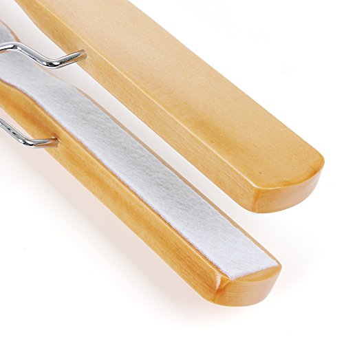 Songmics 12 Stück Hosenspanner Kleiderbügel aus Schima-Holz, Hosenbügel Rutschfest – Verchromt Haken 360 Grad drehbar CRW007-12 - 5