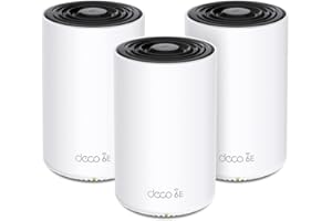 ‎TP-LINK TP-Link Deco XE75 (3 szt.) – System Mesh Wi-Fi 6E AXE5400, trzy pasma, 6GHz, Mesh AI, port 2.5G, zasięg do 670m² – do domu inteligentnego i streamingu 8K