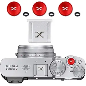 Metal Camera Hot Shoe Cover Protector Cap Compatible with Fuji Fujifilm XE4 XT4 XT3 XT30 XPRO3 etc + 3 X Shutter Release Button (Silver)