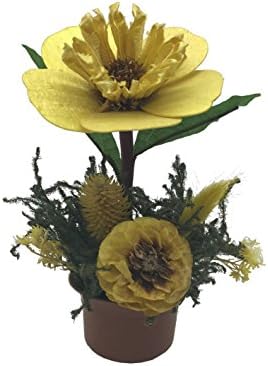 ChosenTech Artificial Fake Flowers includes Receptacle Tub, Plastic?Flower with Spikes for Gift, Arrangements Bridal, Home, Bedroom, Floor, Garden, Office, Wedding, Party &amp; Decor (Yellow)