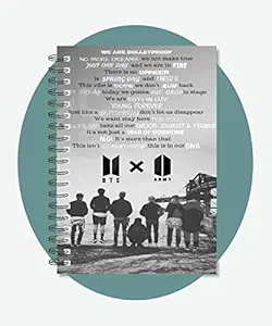 MACRO Bts Grey Bangton Kings 160 Ruled Pages Diary with Personalized Name Bookmark