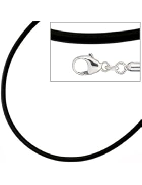 JOBO Kautschuk-Kette schwarz 3 mm 45 cm, Verschluss 925 Silber