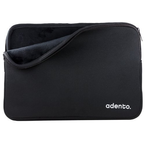 Adento Neopren 13“ Laptoptasche, MacBook Air/Pro 13“ / Ultrabook 13“ Hülle in schwarz mit samtig weichem, schwarzem Premium Innenfutter (schwarz/schwarz) - 3
