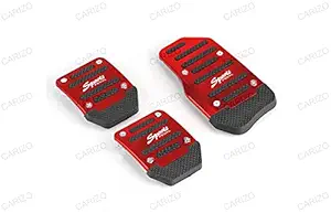 CARIZO Vehicle Sports | Non-Slip Performance Car Rest | Accessories | Replacement Pedal | Aluminium Alloy | 3pcs. | Black & Red Compatible for Mahindra Bolero (Type-IV) 2011-2015