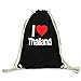 Produktbild i love Thailand Motiv auf Gymbag, Turnbeutel, Sportbeutel, stylisches Modeaccessoire, Tasche, Unisex Rucksack, viele Sprüche und Designs
