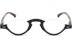 ABETOS Halvmåne läsglasögon blå ljusblockerande datorläsare vår gångjärn små retro halvram glasögon