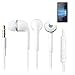 Produktbild In Ear headphones für Microsoft Lumia 950 XL Dual SIM, mit Mikrofon + Lautstärkeregler, weiß | 3,5mm Klinke Ohrstöpsel Kofphörer Ohrstecker stereo headset Universell verwendbare Kopfhörer volume control bass sound