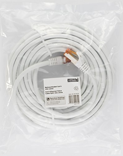 mumbi 10m Cat.6 Ethernet Lan Netzwerkkabel – Cat.6 FTP (RJ-45) 10 Meter Kabel in weiss - 6