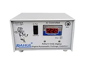 Rahul V-333c Digital 600 VA/2 Amp 100-290 Volt 1 Refrigerator 90 to 185 LTR 5 Booster Copper Automatic Digital Voltage Stabilizer