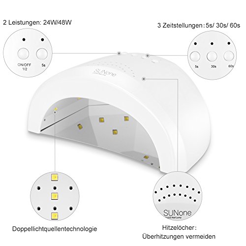 GHB Nageltrockner UV Lichthärtungsgerät Professionelle Nagellack Trocknet 48W/24W mit 3 Timer - 6