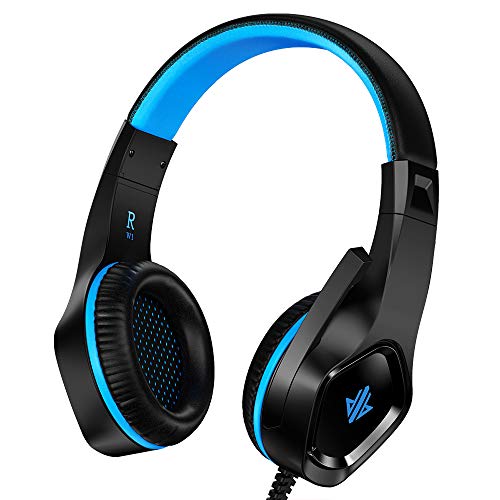 Preisvergleich Produktbild zedela Gaming Kopfhörer,Ultraleichtes Gaming Headset mit Mikrofon, Stereo Bass Kabelgebundenes Kopfhörer,3,5-mm-Audioausgang,für PC / PS4 / Mac / Xbox 1 / Nintendo Switch / Mobile - Blau