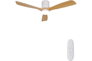 AUTODAY Legno Ventilatore da soffitto con luce diametro 132cm con ventilatore soffitto in legno dimmerabile 24W LED 38W motore DC ultra silenzioso Telecomando con funzione di memoria 6 velocità timer