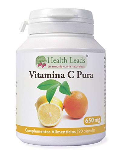Vitamina C pura 650 mg x 90 cápsulas, Ácido ascórbico, Sin amortiguar y NO OGM, Apto para vegetarianos y vegetarianos, sin Estearato de magnesio o aditivos desagradables, Fabricado en el Gales