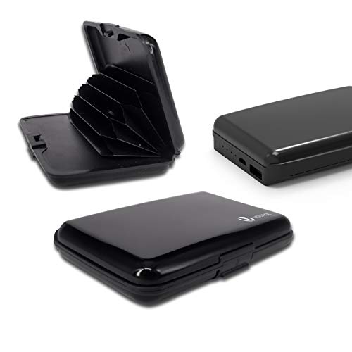 Tarjetero de Aluminio con batería Externa | Cartera de Aluminio con batería Externa | Bloque RFID | batería Externa 2000 mAh | 2 en 1 Caja de Tarjeta y Power Bank