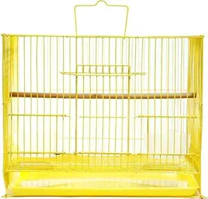 Kapoor pets 15 inches The Durable Metal cage uses a Non-Toxic Metallic Finish Total eco-Friendliness Easy Cleaning.Slide-Out Removable Bottom Tray.Two Food/Water Bowls,House (Hanging)