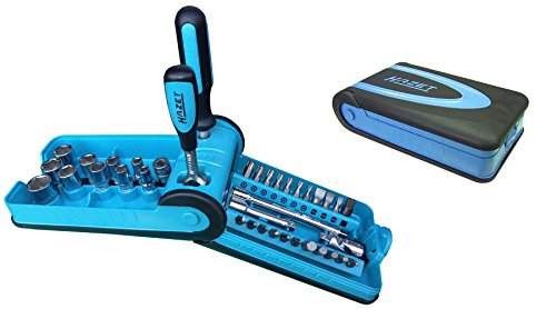HAZET Profi-Steckschlüssel-Satz Vierkant/Sechskant (6,3 mm (1/4 Zoll), 38-teilig, mit Umschaltknarre 863P, Aufbewahrung im praktischen HAZET SmartCase) 856-1 - 2